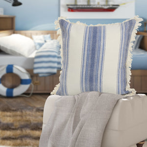 Coastal Striped Blue and Cream LR07479 Throw Pillow - Rug & Home