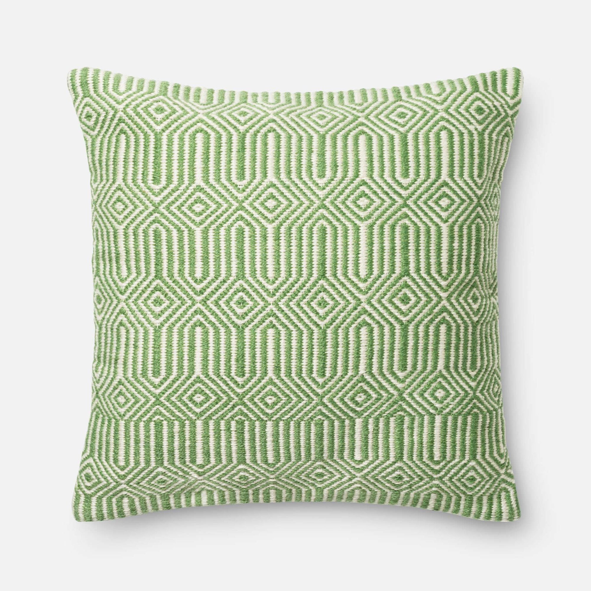 Green / Ivory Square P0339 Pillow - Rug & Home