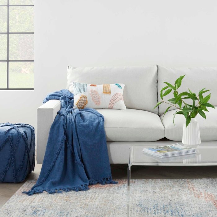 Lifestyle SH018 Blue Throw Blanket - Rug & Home