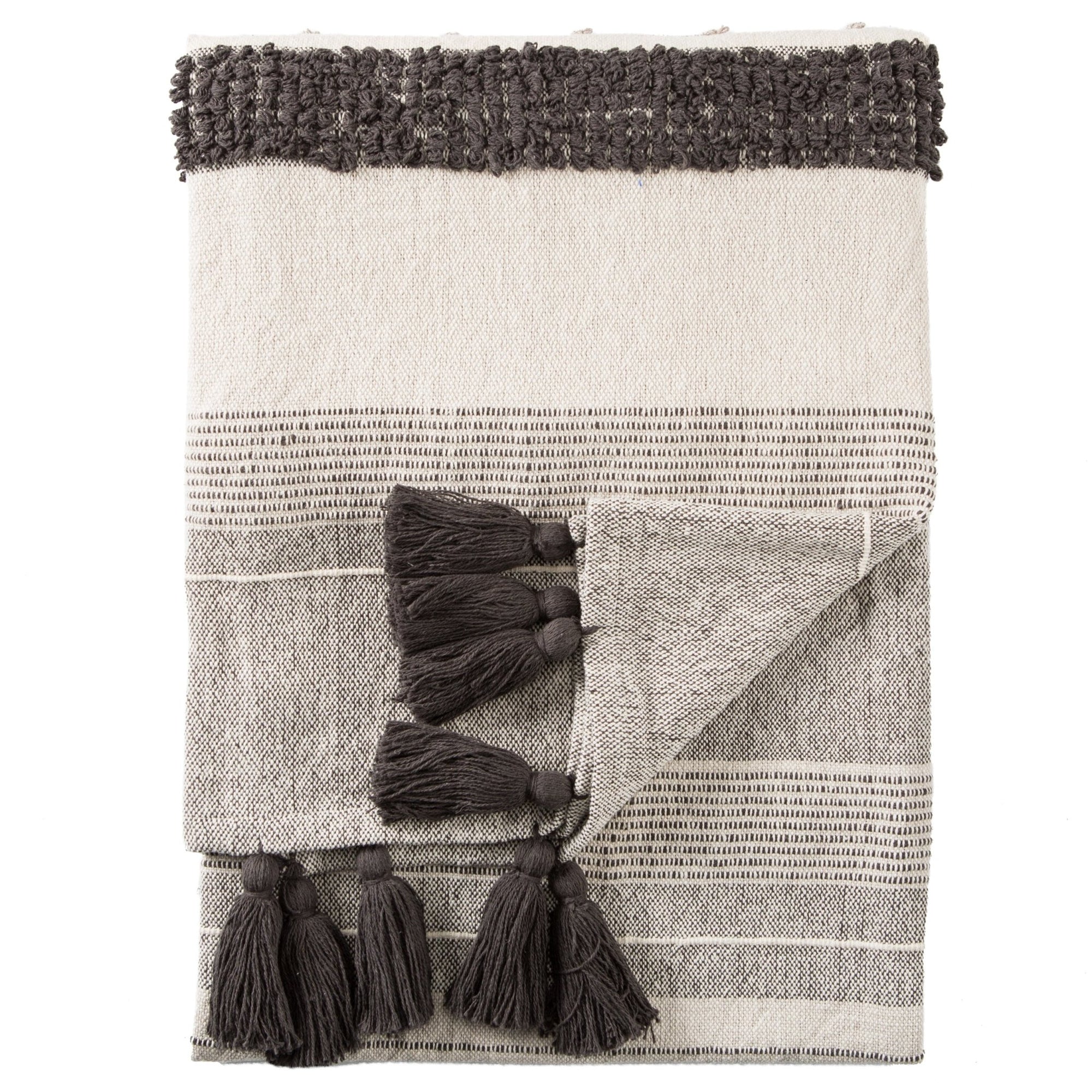 Sojourn SOJ01 Sur Gray/Ivory Throw Blanket - Rug & Home