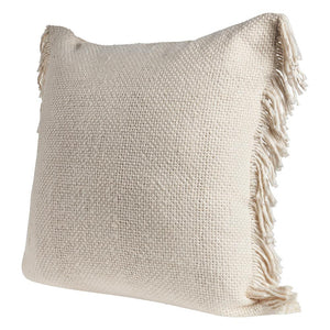 Solid Ivory Woven with Fringe LR07519 Throw Pillow - Rug & Home