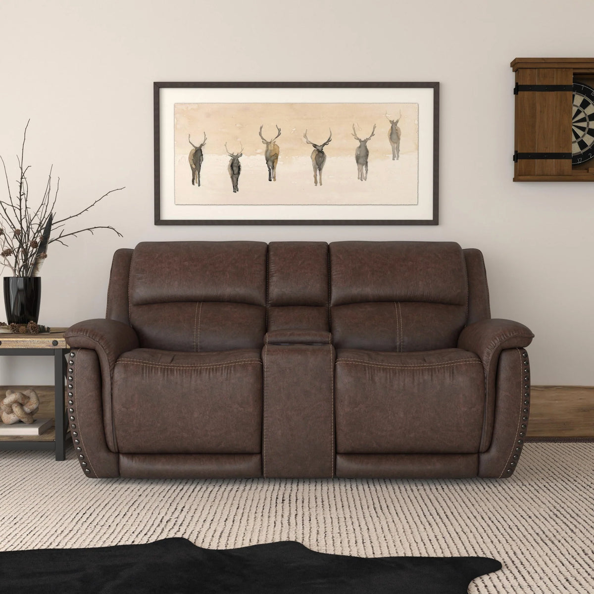 Beau Power Reclining Loveseat with Console & Power Headrests
