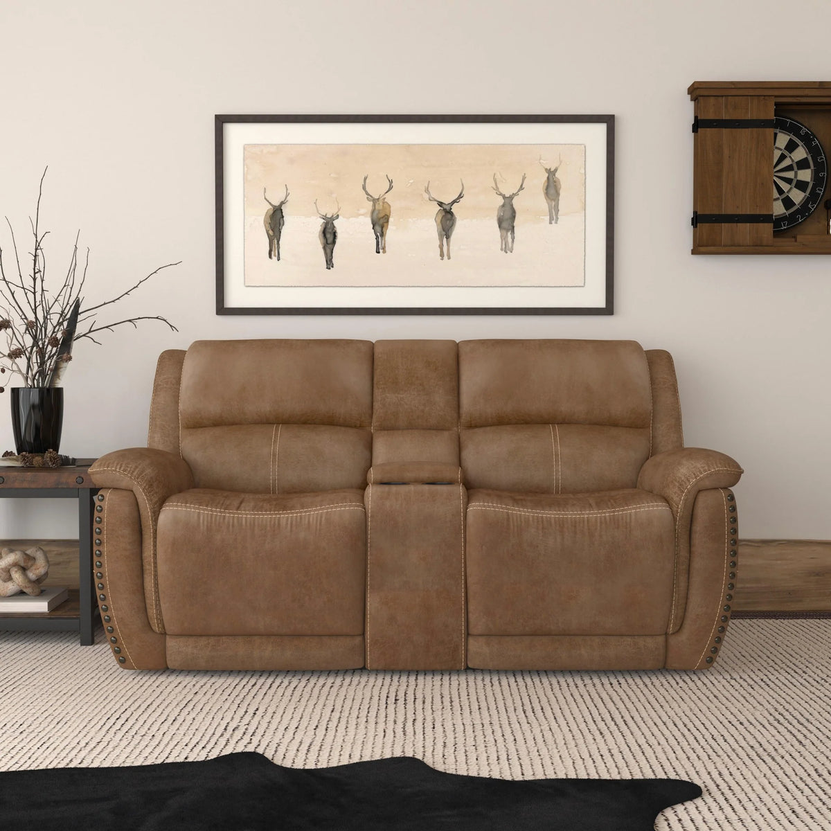 Beau Power Reclining Loveseat with Console & Power Headrests