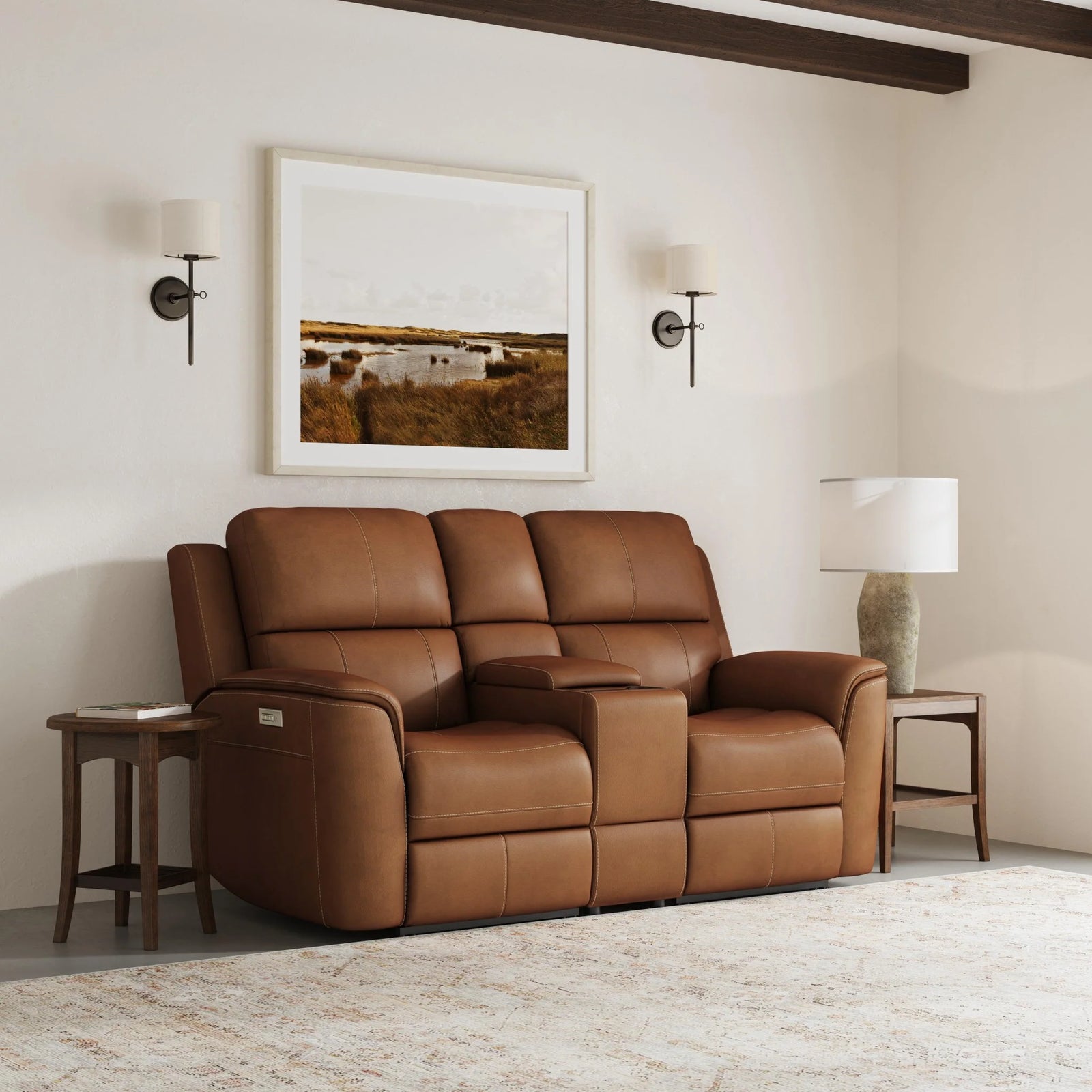 Henry Power Reclining Loveseat with Console & Power Headrests & Lumbar