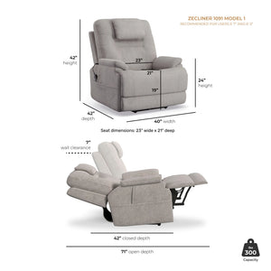 Zecliner Model 1 Power Sleep Recliner with Power Headrest & Lumbar