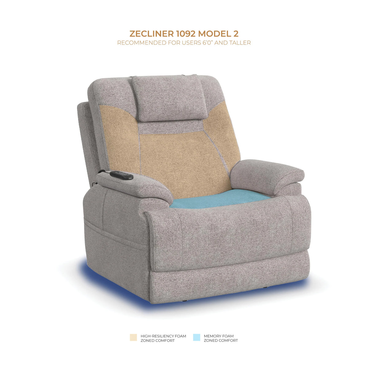 Zecliner Model 2 Power Lift Sleep Recliner with Power Headrest & Lumbar