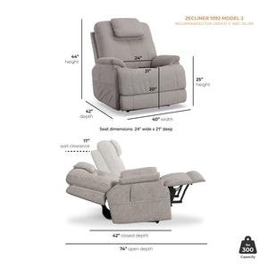 Zecliner Model 2 Power Lift Sleep Recliner with Power Headrest & Lumbar