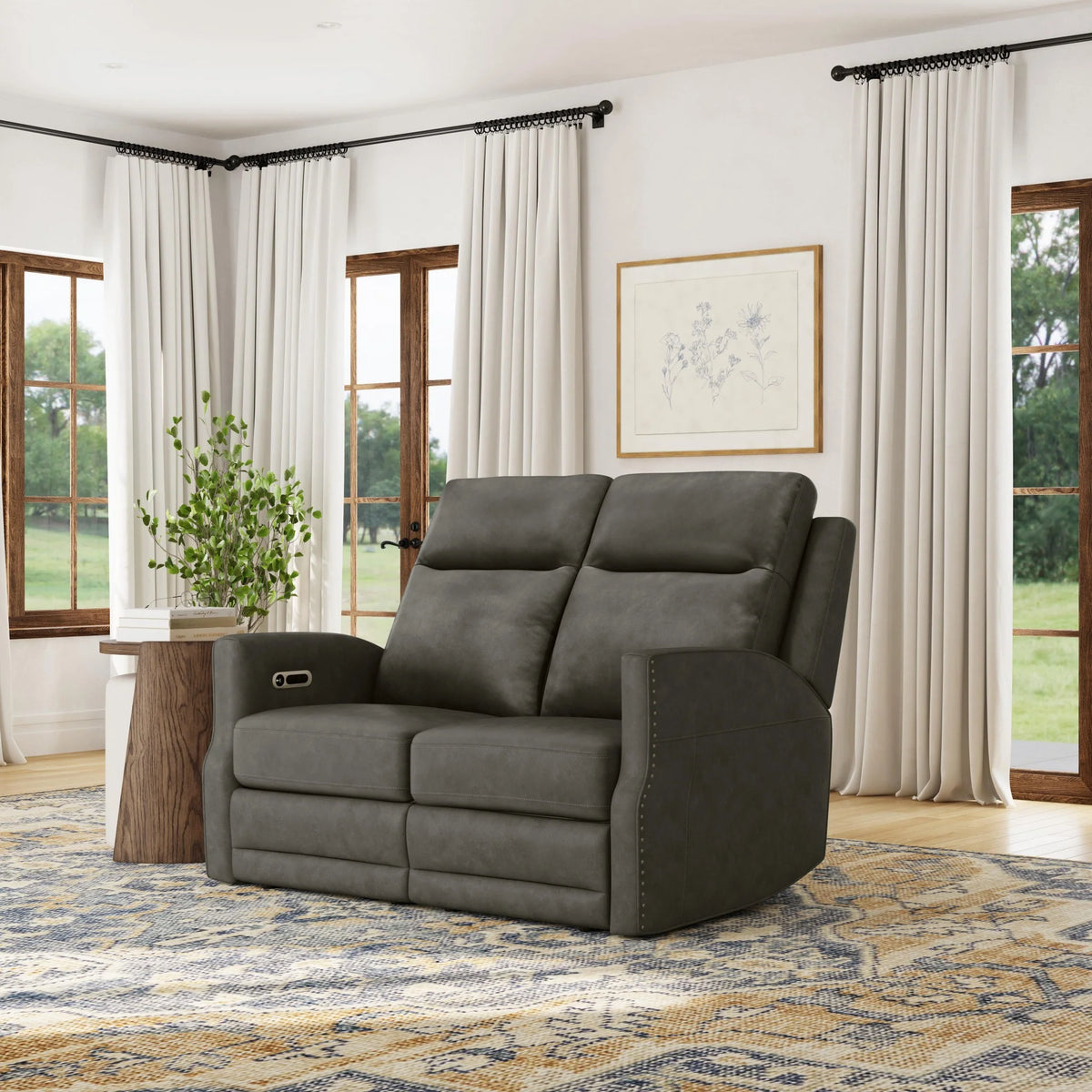 Maxwell Power Reclining Loveseat with Power Headrests and Lumbar