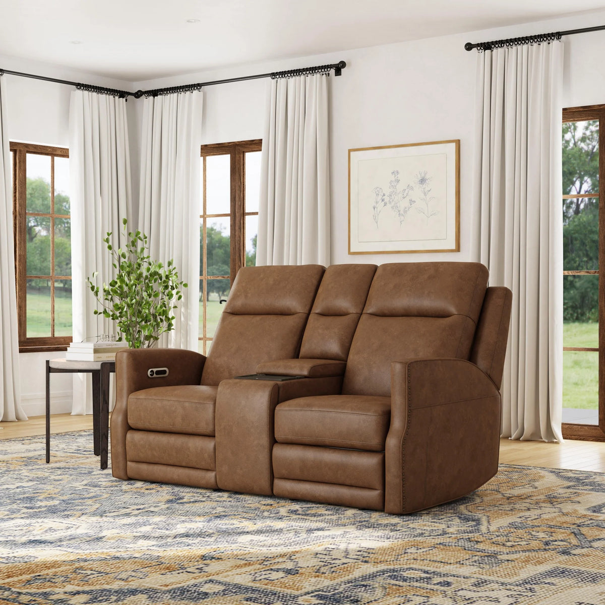 Maxwell Power Reclining Loveseat with Console, Power Headrests and Lumbar