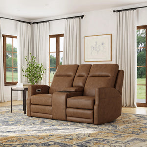 Maxwell Power Reclining Loveseat with Console, Power Headrests and Lumbar