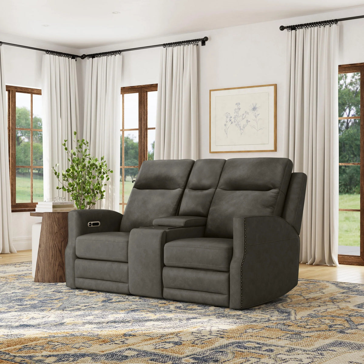 Maxwell Power Reclining Loveseat with Console, Power Headrests and Lumbar