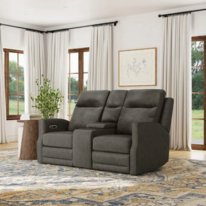 Maxwell Power Reclining Loveseat with Console, Power Headrests and Lumbar
