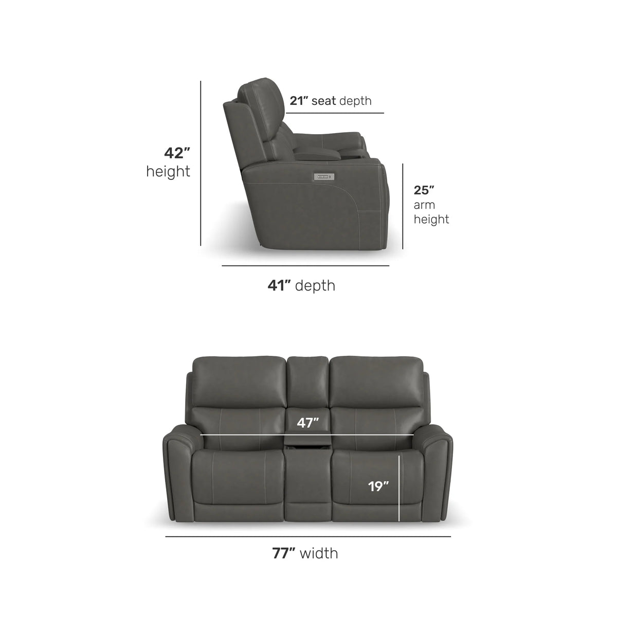 Carter Power Reclining Loveseat with Console & Power Headrests & Lumbar