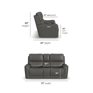 Carter Power Reclining Loveseat with Console & Power Headrests & Lumbar