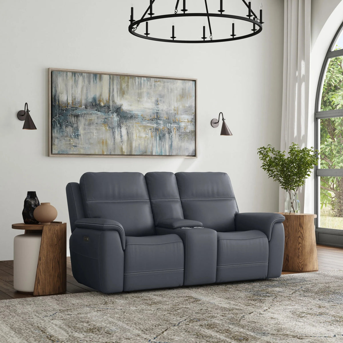 Sawyer Pwr Recl Loveseat w/ Console, Pwr Hdrsts, Lumbar
