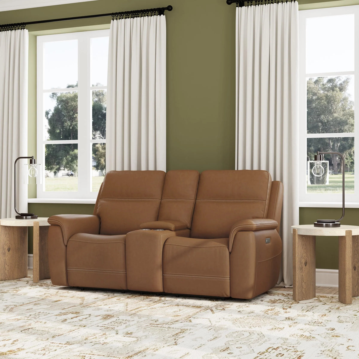 Sawyer Pwr Recl Loveseat w/ Console, Pwr Hdrsts, Lumbar