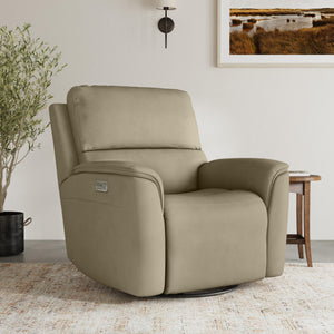Power Swivel Gliding Recliner with Power Headrest, Lumbar, Heat & Massage