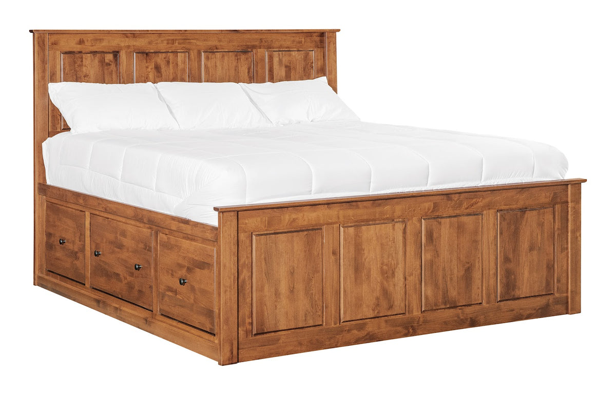 Shaker King Chest Bed - Tall 6- Drawer / 3-Drawer Pedestal & Raised Panel HB / FB