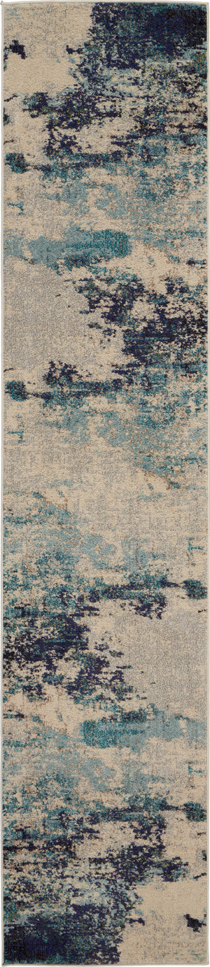 Celestial CES02 Ivory Teal Blue Rug