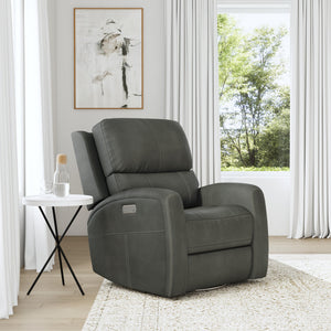 Power Swivel Gliding Recliner with Power Headrest, Lumbar, Heat & Massage