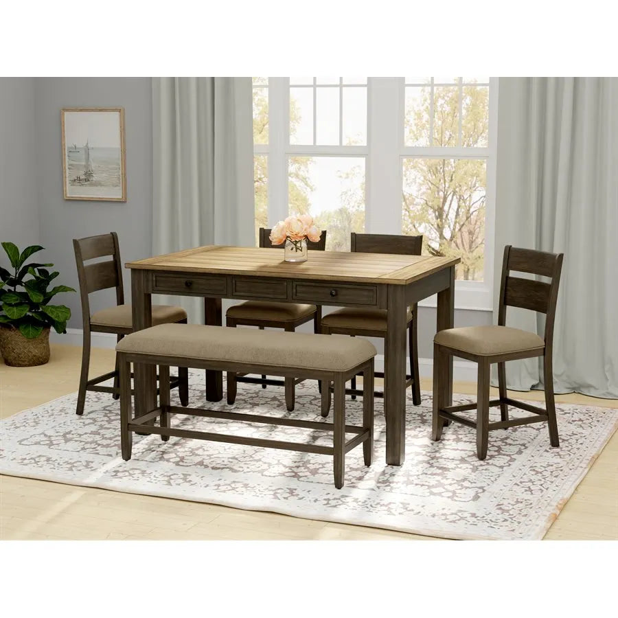 Sarasota 6 Piece Gathering Height Table Set Mangrove & Dark Brown
