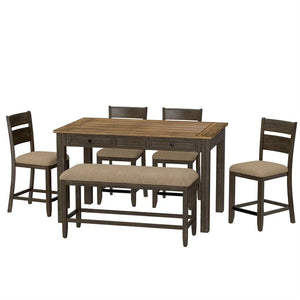 Sarasota 6 Piece Gathering Height Table Set Mangrove & Dark Brown