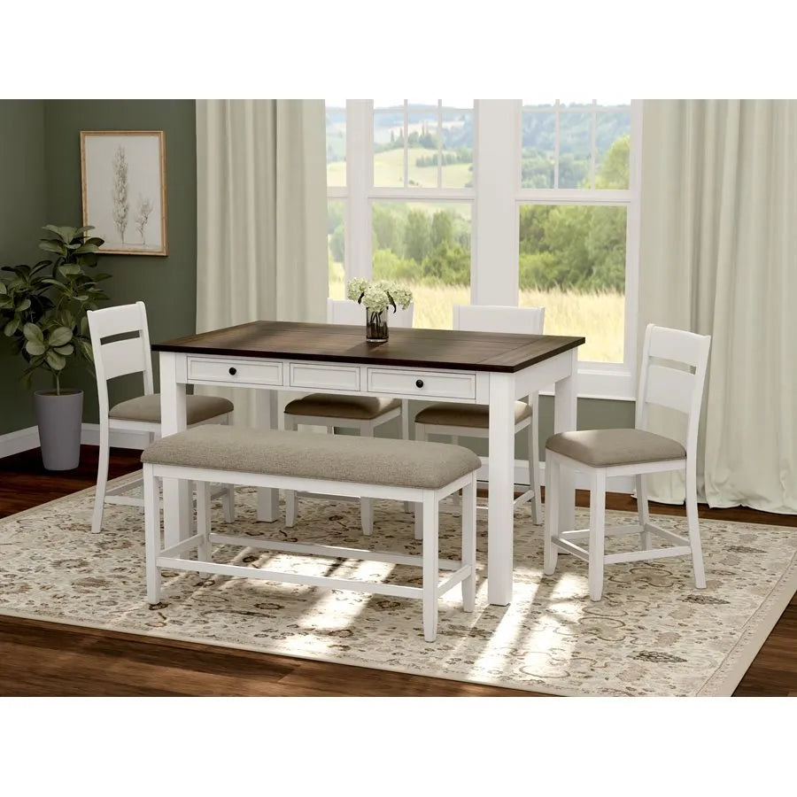 Sarasota 6 Piece Gathering Height Table Set Cocoa & Milk White
