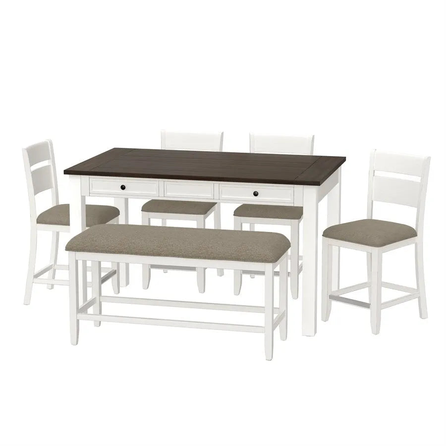 Sarasota 6 Piece Gathering Height Table Set Cocoa & Milk White