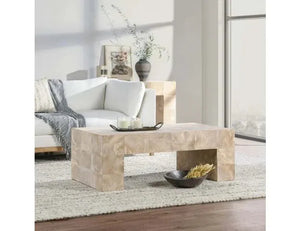 Anders Teak Wood 51" Coffee Table Cream Wash