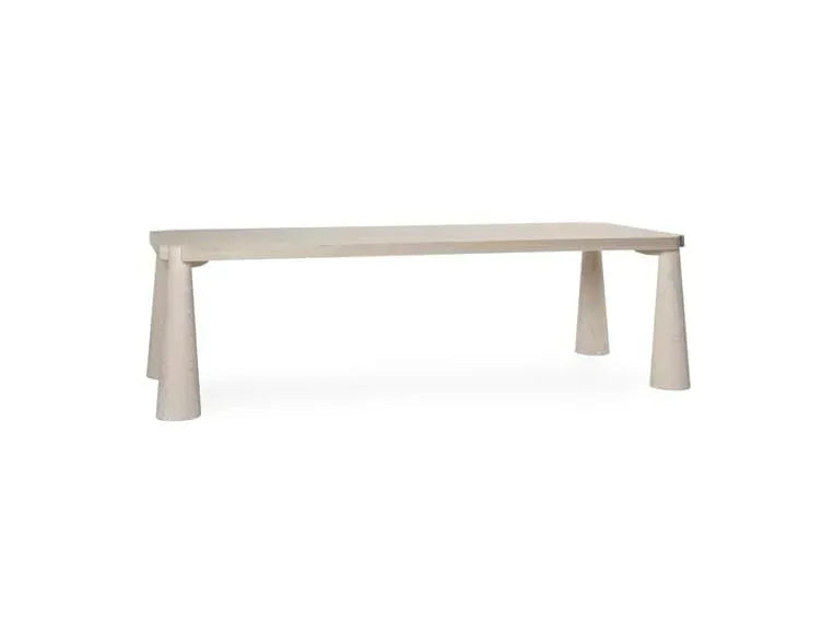 Atrop Oak Wood 102" Dining Table Milk White