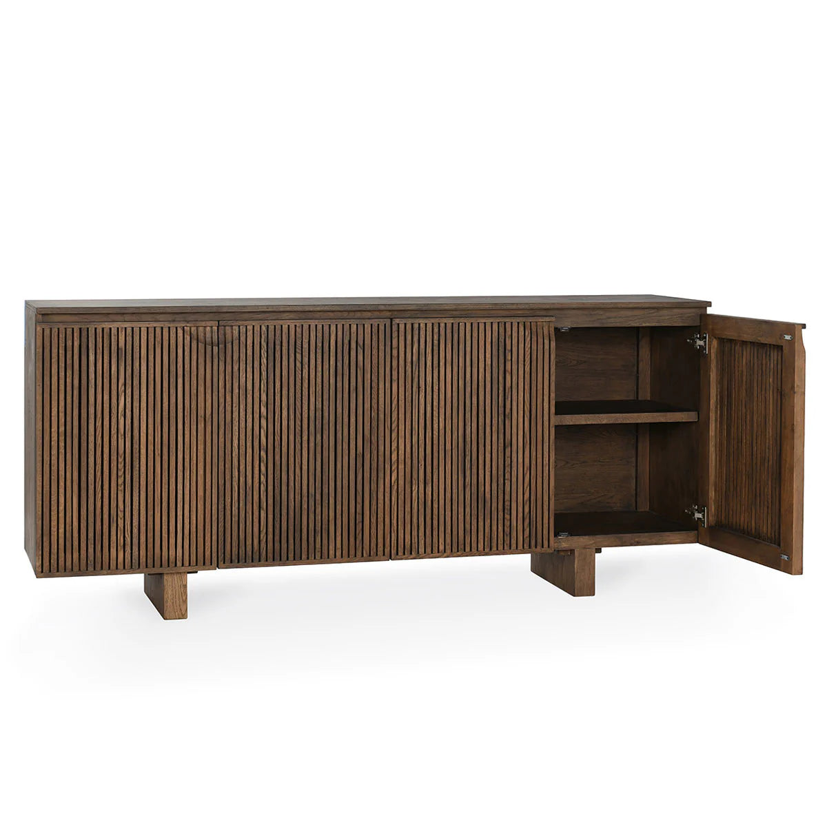 Roya Reclaimed Oak Wood 4 Dr Cabinet Toasted Brown