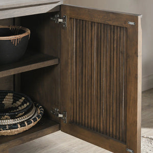 Roya Reclaimed Oak Wood 4 Dr Cabinet Toasted Brown