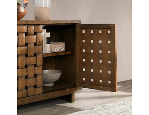 Bast Pine Wood 4Dr Cabinet Mission Brown