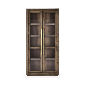 Bradley Oak Wood Tall Cabinet Landmark Brown