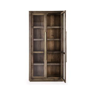Bradley Oak Wood Tall Cabinet Landmark Brown