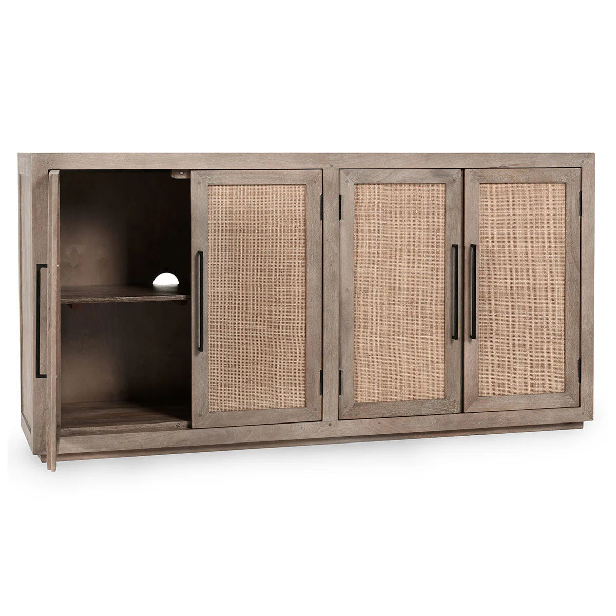 Jensen Mango Wood 4Dr Cabinet Taupe