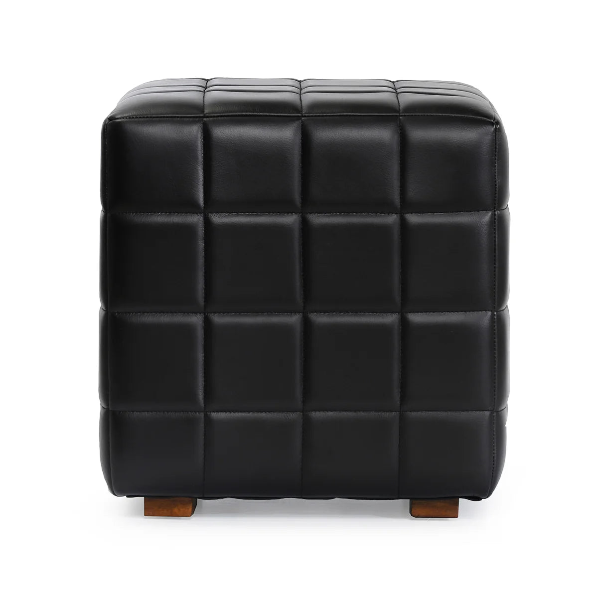 Carlo Leather 18" Square Ottoman Jet Black