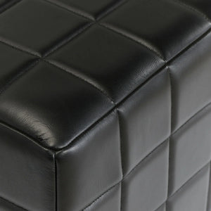 Carlo Leather 18" Square Ottoman Jet Black