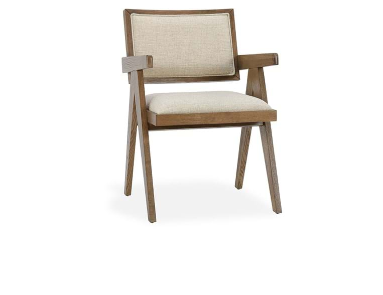 Dolton Linen Blend Dining Arm Chair Beige/Natural