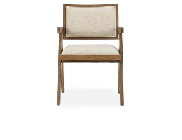 Dolton Linen Blend Dining Arm Chair Beige/Natural