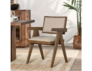 Dolton Linen Blend Dining Arm Chair Beige/Natural