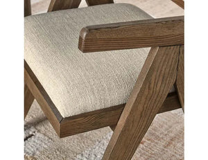 Dolton Linen Blend Dining Arm Chair Beige/Natural