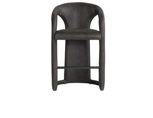 Archie Distressed Leather 26" Counter Stool Charcoal