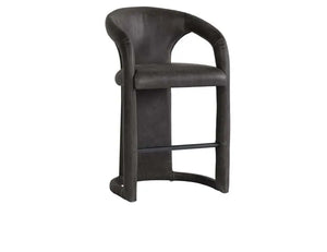 Archie Distressed Leather 26" Counter Stool Charcoal