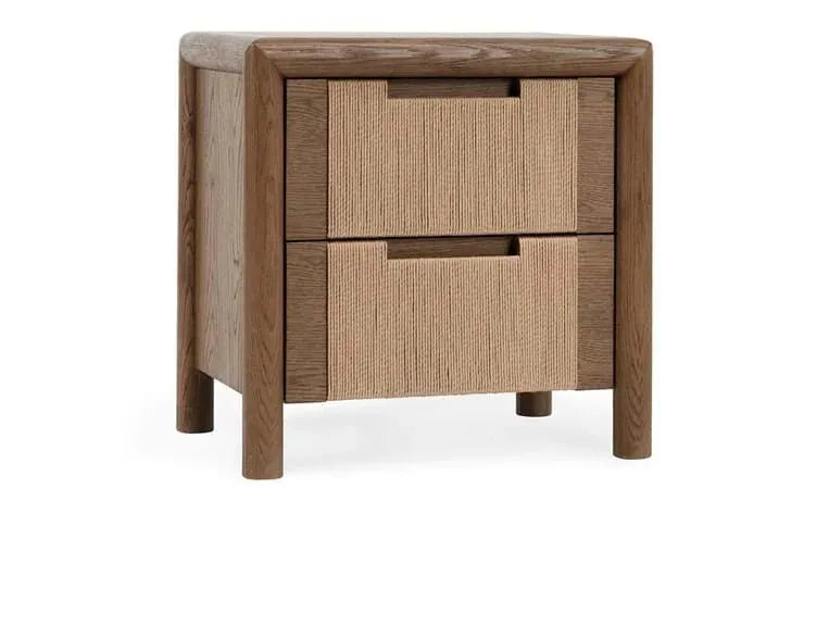 Corda Oak Veneer 2Dwr Nightstand Nut Brown/Natural