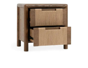 Corda Oak Veneer 2Dwr Nightstand Nut Brown/Natural