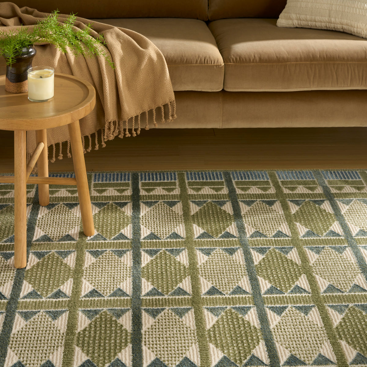 Green Blue Rug Pattern Nordic NRC06 Green Blue Rug- Rectangle 4' x 6' | Area Rugs - Rug & Home