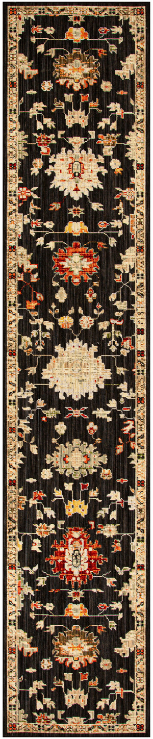 Antique Bloom ANB01 Black Rug