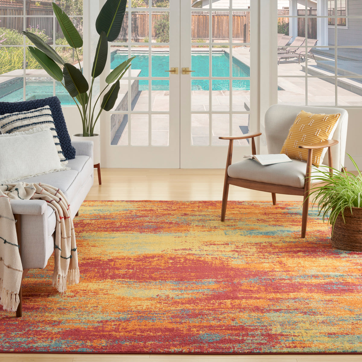 Rectangle Rug Flame Design Nourison Essentials NRE06 Flame Rug- Rectangle 4' x 6' | Area Rugs ...