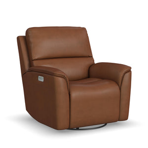 Power Swivel Gliding Recliner with Power Headrest, Lumbar, Heat & Massage